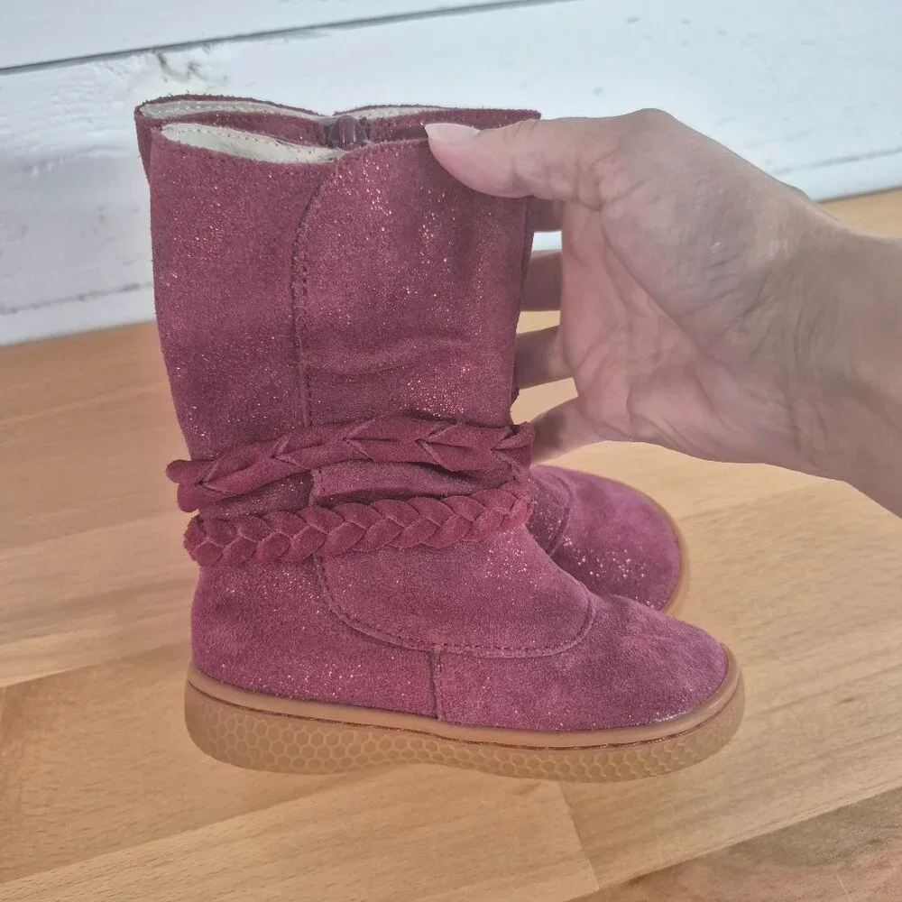 Livie‎ & Luca Girls Calliope Boot Mulberry Sparkle Size 6 Side Zip Rubber Sole